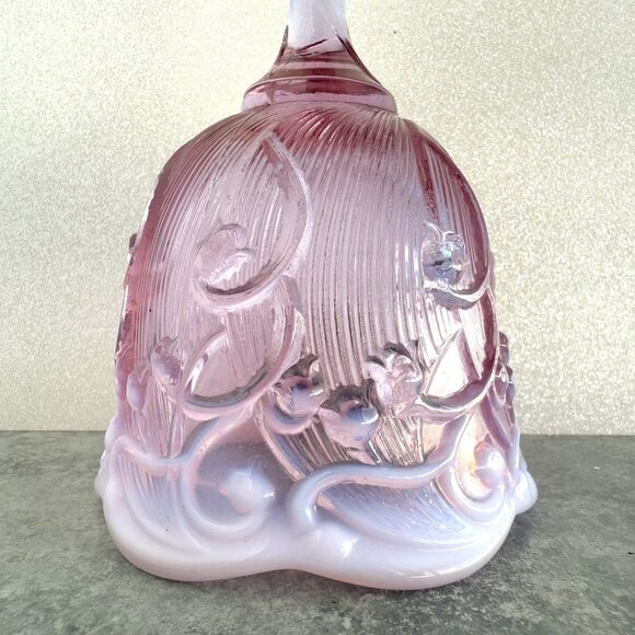 Fenton Glass Bell Lavender Purple Lily of the Valley Original Tag 6” - Picture 2 of 6